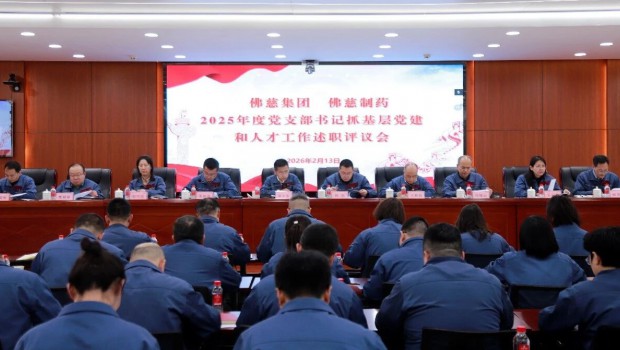 2月13日，新永利官网召开2025年度党支部书记抓基层党建和人才工作述职评议会议。新永利官网、佛慈制药党委书记、董事长单小东..